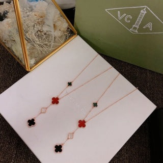 Van Cleef & Arpels Tricolor Clover Cascade Necklace