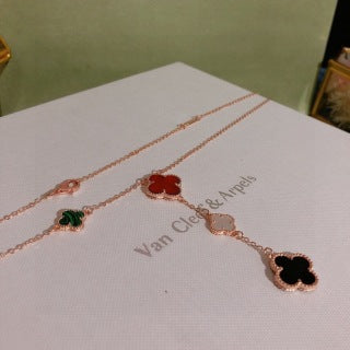 Van Cleef & Arpels Tricolor Clover Cascade Necklace