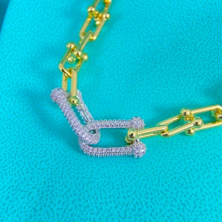 Tiffany U-Link Necklace with Alternating Pavé Diamond and Polished Links