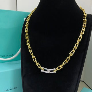 Tiffany two-section diamond-set U-shaped rivet necklace