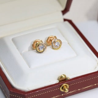 Cartier Elvienne Halo Circle Diamond Stud Earrings