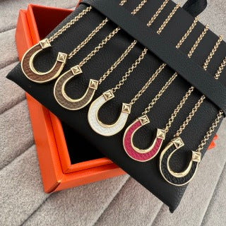 Hermès Mini Pop H Horseshoe Enamel Pendant Necklace