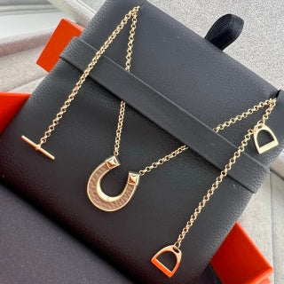 Hermès Mini Pop H Horseshoe Enamel Pendant Necklace