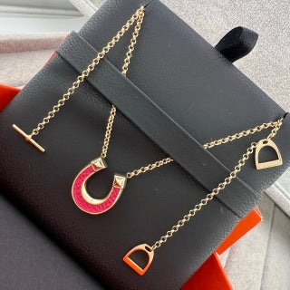 Hermès Mini Pop H Horseshoe Enamel Pendant Necklace