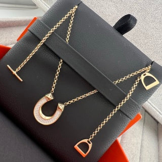 Hermès Mini Pop H Horseshoe Enamel Pendant Necklace