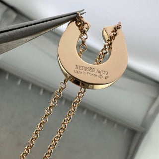 Hermès Mini Pop H Horseshoe Enamel Pendant Necklace