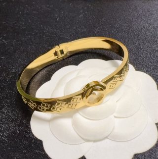 Fendi Orvella FF Engraved Logo Bangle Bracelet