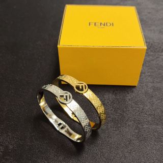 Fendi Orvella FF Engraved Logo Bangle Bracelet