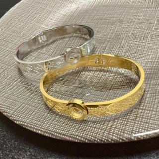 Fendi Orvella FF Engraved Logo Bangle Bracelet