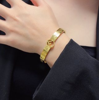 Fendi Orvella FF Engraved Logo Bangle Bracelet