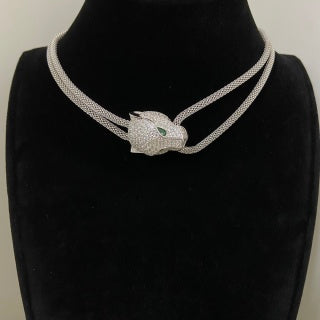 Cartier fully diamond-set panther head necklace