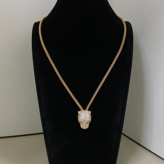 Cartier fully diamond-set panther head necklace