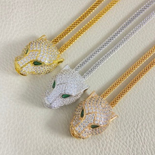 Cartier fully diamond-set panther head necklace
