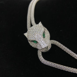 Cartier fully diamond-set panther head necklace