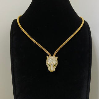 Cartier fully diamond-set panther head necklace