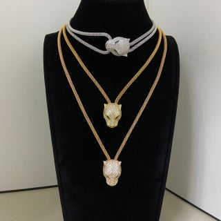 Cartier fully diamond-set panther head necklace