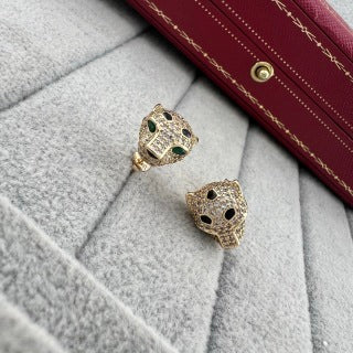 Cartier fully diamond-set spotted panther stud earrings