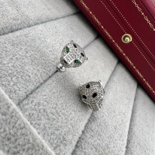 Cartier fully diamond-set spotted panther stud earrings