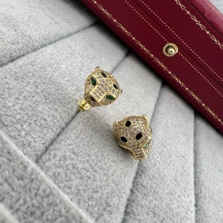 Cartier fully diamond-set spotted panther stud earrings