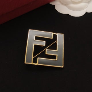 Fendi Arven FF Square Emblem Brooch