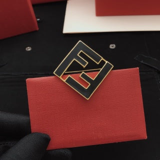 Fendi Arven FF Square Emblem Brooch