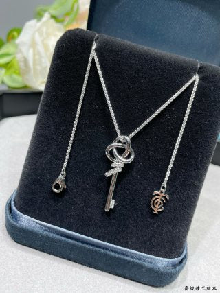 Tiffany Small T-Knot Key Pendant with Diamonds on Chain