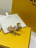 Fendi Aurea Crescent Crystal Accent Stud Earrings