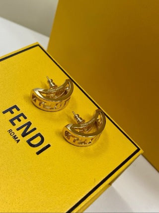 Fendi Aurea Crescent Crystal Accent Stud Earrings