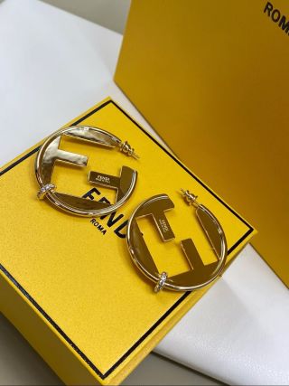 Fendi Solara FF Open Hoop Earrings