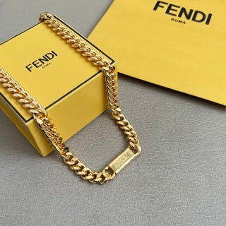 Fendi Varello FF Plate Link Necklace