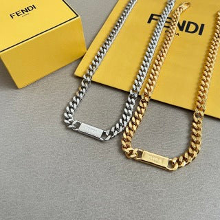 Fendi Varello FF Plate Link Necklace