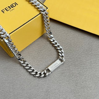 Fendi Varello FF Plate Link Necklace