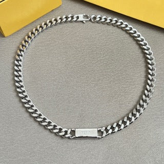 Fendi Varello FF Plate Link Necklace