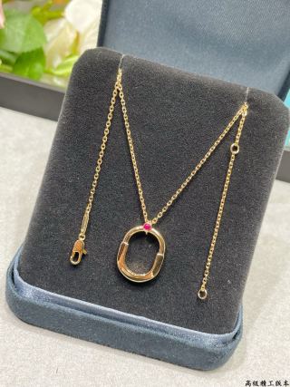 Tiffany Small Lock Necklace with a Single Pink Diamond