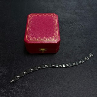 Cartier classic large white diamond with a carbon-black chain