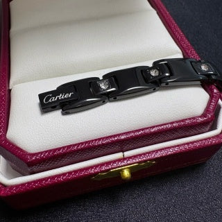 Cartier classic large white diamond with a carbon-black chain