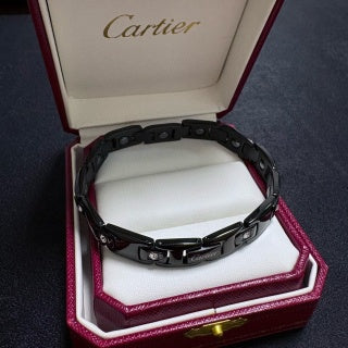 Cartier classic large white diamond with a carbon-black chain