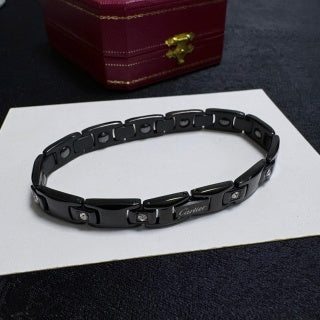 Cartier classic large white diamond with a carbon-black chain