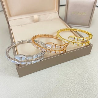 Bvlgari Geometric Crystal Open Cuff Bracelet – Elegant Luxury Jewelry