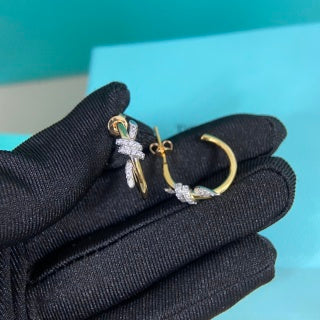 Tiffany Two-Tone Twisted Rope Stud Earrings with Diamonds