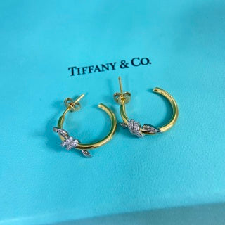 Tiffany Two-Tone Twisted Rope Stud Earrings with Diamonds