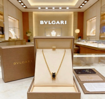 Bvlgari Black Accent Circle Pendant Necklace – Elegant Luxury Jewelry
