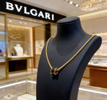 Bvlgari Black Accent Circle Pendant Necklace – Elegant Luxury Jewelry