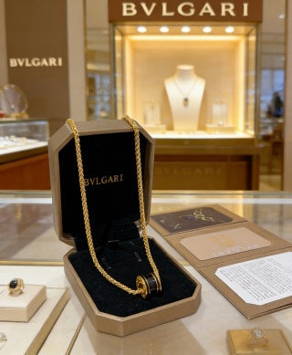 Bvlgari Black Accent Circle Pendant Necklace – Elegant Luxury Jewelry