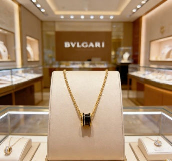 Bvlgari Black Accent Circle Pendant Necklace – Elegant Luxury Jewelry