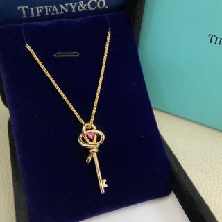 Tiffany Pink Diamond Twisted Key Necklace