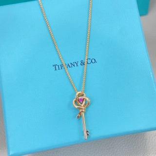 Tiffany Pink Diamond Twisted Key Necklace