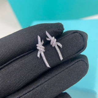 Tiffany fully diamond-set mini knot stud earrings