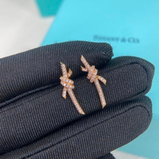 Tiffany fully diamond-set mini knot stud earrings