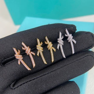 Tiffany fully diamond-set mini knot stud earrings